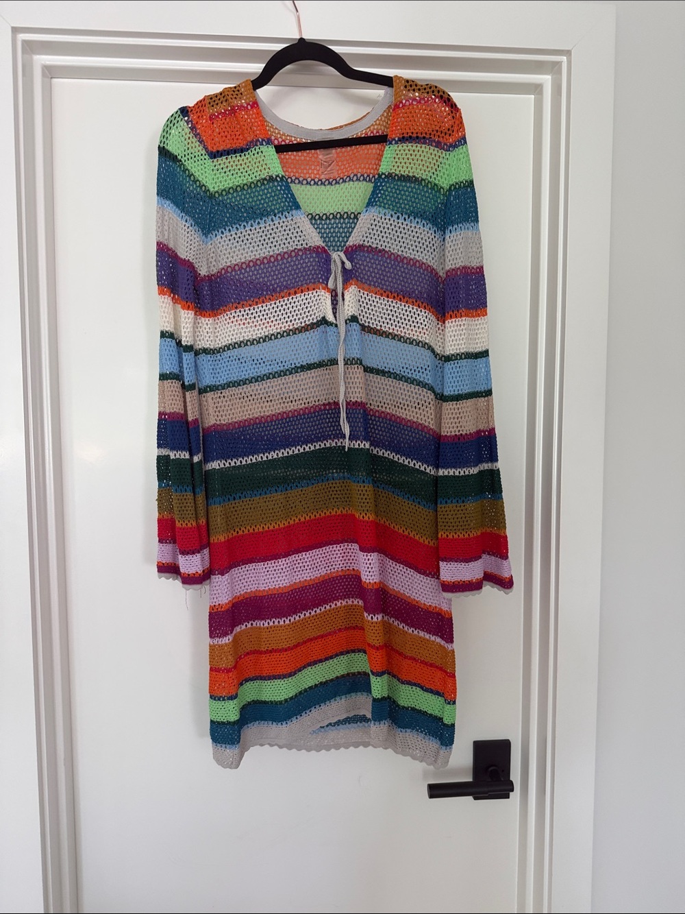 PQ Swim Multicolor Striped Crochet Swim Coverup - Bright Rainbow